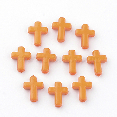 16mm Orange Cross Acrylic Beads