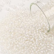 TOHO Round Seed Beads, Japanese Seed Beads, (981) Inside Color Crystal/Snow Lined, 11/0, 2.2mm, Hole: 0.8mm, about 1110pcs/bottle, 10g/bottle(SEED-JPTR11-0981)