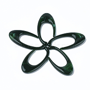 Acrylic Beads, Imitation Gemstone Style, No Hole/Undrilled, Dark Green, 69x33x8mm, about 70pcs/500g(OACR-T008-03I)