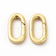 Rack Plating Brass Spring Gate Rings, Long-Lasting Plated, Cadmium Free & Lead Free, Real 18K Gold Plated, 14x8x2.7mm, Hole: 10.2x4.2mm(KK-H436-13A-G)