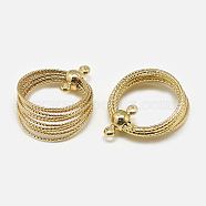 Brass  2-Loop Link Pendants, Rings, Real 18K Gold Plated, 19x16x5.5mm, Hole: 1mm(X-KK-N200-083)