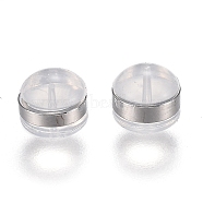 Brass Rings Silicone Ear Nuts, Earring Backs, Silver, 5.7x5.7x4.5mm, Hole: 1mm(SIL-N003-03S)