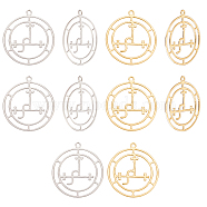 10Pcs 2 Colors 304 Stainless Steel Sigil of Lilith Pendants, Flat Round, Golden & Stainless Steel Color, 24.4x21.8x0.7mm, Hole: 1.2mm, 5pcs/color(STAS-UN0043-88)