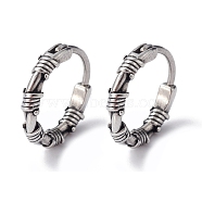 316 Stainless Steel Thorns Hoop Earrings for Men Women, Antique Silver, 15x15x3mm, Pin: 1mm(EJEW-C045-05)