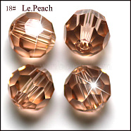 Imitation Austrian Crystal Beads, Grade AAA, Faceted(32 Facets), Round, PeachPuff, 4mm, Hole: 0.7~0.9mm(SWAR-F021-4mm-362)