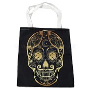 Canvas Tote Bags, Reusable Polycotton Canvas Bags, for Shopping, Crafts, Gifts, Skull, 59cm(ABAG-M005-01E)