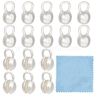 925 Sterling Silver Bead Tips, Calotte Ends, Clamshell Knot Cover, Round, with 925 Stamp, Silver, 5.5x3.3mm, Hole: 1.6mm, 10Pcs/box(FIND-BC0005-44C)
