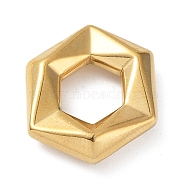304 Stainless Steel Spacer Beads, Large Hole Beads, Hexagon, Golden, 17.5x21x4mm, Hole: 8.8mm(STAS-A088-01G)