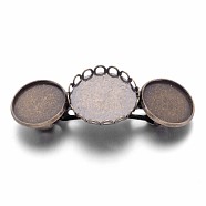 Vintage Brass Hair Barrette Cabochon Settings, French Hair Clip Findings, Cadmium Free & Nickel Free & Lead Free, Antique Bronze, Flat Round Tray: 16mm and 20mm, 54x21x5mm(X-KK-M020-AB-NR)
