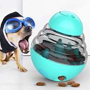 Plastic Dog Cat IQ Treat Oval Tumbler, Interactive Pet Food Leaky Dispenser, Slow Feeder Pet Toy, Turquoise, 125x100x100mm(ANIM-PW0004-28C)