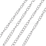 304 Stainless Steel Curb Chains, Twisted Chains, with Spool, Soldered, Stainless Steel Color, 4x3x0.6mm, about 82.02 Feet(25m)/roll(CHS-Q001-11)