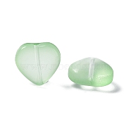 Electroplate Frosted Glass Bead, Heart, Light Green, 10x10x5mm, Hole: 1mm(EGLA-H102-08A)