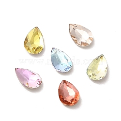 Glass Rhinestone Cabochons, Point Back & Back Plated, Faceted, Teardrop, Mixed Color, 8x5x2.5mm(RGLA-P037-11A-D)