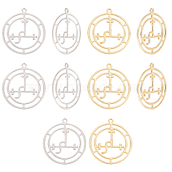 10Pcs 2 Colors 304 Stainless Steel Sigil of Lilith Pendants, Flat Round, Golden & Stainless Steel Color, 24.4x21.8x0.7mm, Hole: 1.2mm, 5pcs/color(STAS-UN0043-88)