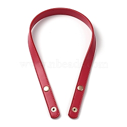 PU Leather Bag Handles, with Iron Snap Button, Red, 62x1.95x0.6cm(DIY-B067-01G-05)