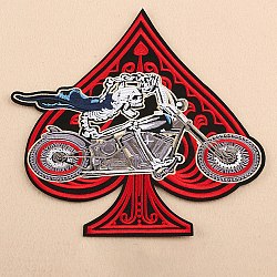 Computerized Embroidery Cloth Sew on Patches, Costume Accessories, Skull Theme, Red, 228x227mm(PW-WG29126-04)