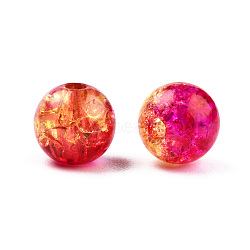 Transparent Crackle Acrylic Beads, Round, Crimson, 8x7.5mm, Hole: 1.8mm, about 1700pc/500g(CACR-N002-09A)