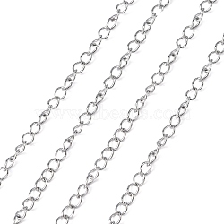 304 Stainless Steel Curb Chains, Twisted Chains, with Spool, Soldered, Stainless Steel Color, 4x3x0.6mm, about 82.02 Feet(25m)/roll(CHS-Q001-11)