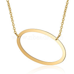 201 Stainless Steel Initial Pendants Necklaces, with Cable Chains, Letter, Letter.O, 17.3~18.3 inch(44~46.5cm)x1.5mm, LetterO: 37x22.5x1mm(NJEW-S069-JN004D-O)