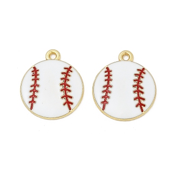 Alloy Enamel Pendants, Sports Balls Charms, Golden, Baseball, 20x17x2mm, Hole: 1.6mm
