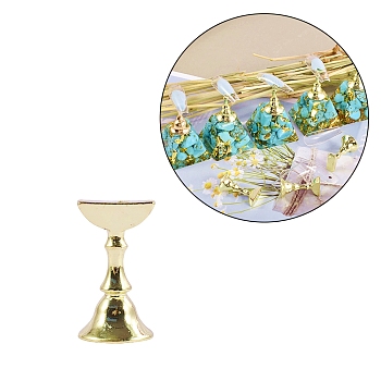 Alloy Nail Stand, Press on Stand for Nails, Manicure Practice Training Nail Display Stand DIY Fingernail Holder, Golden, 2.35x1.3cm