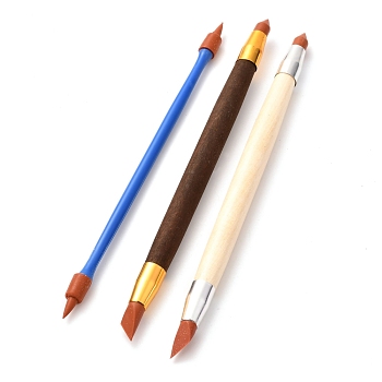 Double-headed Rubber Pens, Sculpture Tools Ceramic Tools Clay Tools DIY, Mixed Color, 16.5~17.2x0.7~1.05cm, 3pcs/set