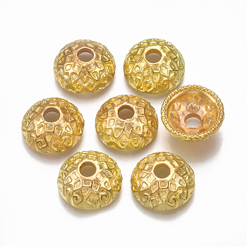 CCB Plastic Bead Caps, Golden, 15x6mm, Hole: 3.5mm, about 1080pcs/500g