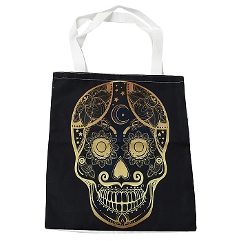 Canvas Tote Bags, Reusable Polycotton Canvas Bags, for Shopping, Crafts, Gifts, Skull, 59cm
