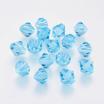 Imitation Austrian Crystal Beads, Grade AAA, Faceted, Bicone, Deep Sky Blue, 8x8mm, Hole: 0.9~1mm
