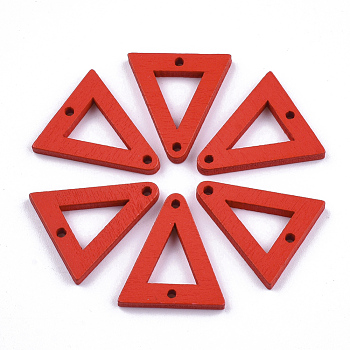 Painted Poplar Wood Links, Triangle, Red, 21x19x3mm, Hole: 1.4mm