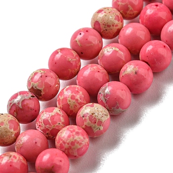 Synthetic Imperial Jasper Dyed Beads Strands, Round, Hot Pink, 8mm, Hole: 1mm, about 46pcs/strand, 14.96''(38cm)