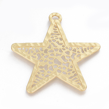 Alloy Big Pendants, Matte Style, Star, Cadmium Free & Nickel Free & Lead Free, Real 14K Gold Plated, 74.5x70.5x2mm, Hole: 4x5mm