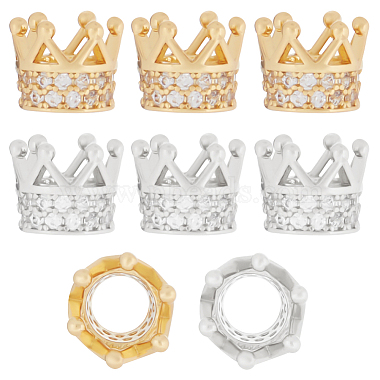 Crown Brass+Cubic Zirconia Beads