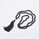 Colliers de perles de mala de bouddha en agate noire naturelle(NJEW-JN02129-01)-1