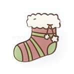 Christmas Acrylic Brooch Pin, Iron Badge for Backpack Clothes, Christmas Sock Pattern, 32x31.5x2.5mm(JEWB-WH0030-12B)