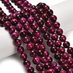 Natural Tiger Eye Beads Strands, Grade B, Round, Dyed & Heated, Medium Violet Red, 10.5mm, Hole: 0.7mm, about 38pcs/strand, 15.16 inch(38.5cm)(G-F591-18-10mm-02)