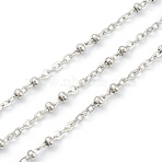 Tarnish Resistant 304 Stainless Steel Cable Chains, Soldered, with Round Beads and Spool, Stainless Steel Color, 2.5x2x0.4mm, 32.8 Feet(10m)/roll(STAS-B015-01P)