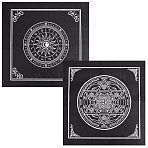 2 Sheets 2 Style Non-Woven Fabric Tarot Tablecloth for Divination, Square Altar Tarot Table Cloth, Black, 490~500x490~500x0.3~0.5mm, 1 sheet/style(AJEW-CN0001-61B)
