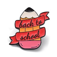 Back to School Theme Enamel Pins, Black Alloy Brooch for Backpack Clothes, Pencil, 30x30x1mm(JEWB-H019-03EB-02)