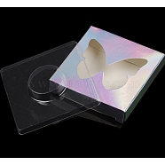 Paper Folding Boxes, Empty Eyelash Packaging Box, with Clear Heart Window, Square, Colorful, 7.2x7.2x1.2cm(CON-WH0072-73E)