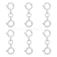 6Pcs 925 Sterling Silver Double Spring Ring Clasps, Silver, 15.5x6x1mm(STER-DC0001-22)