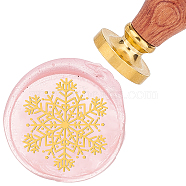 Brass Wax Seal Stamp with Rosewood Handle, for DIY Scrapbooking, Snowflake Pattern, 25mm(AJEW-WH0412-0014)