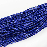 Braided Imitation Leather Cords, Round Bracelet Findings, Dark Blue, 3x3mm, about 103.89 yards(95m)/bundle(LC-S005-007)