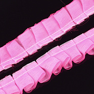 Organza Ribbon, Pleated/Double Ruffle Ribbon, Hot Pink, 19~23mm, 30m/bundle(ORIB-S047-04E)