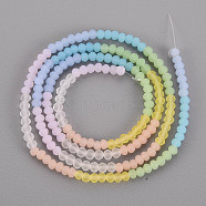 7 Colors Frosted Glass Beads Strands, Segmented Multi-color Beads, Faceted Rondelle, Mixed Color, 3x2.5mm, Hole: 0.6mm, about 196pcs/strand, 17.99 inch(45.7cm)(FGLA-T002-01B)