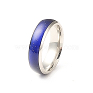 Mood Ring, Temperature Change Color Emotion Feeling 201 Stainless Steel Plain Band Ring for Women, Stainless Steel Color, Inner Diameter: 17mm(RJEW-L058-01P)