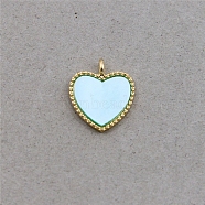 Acrylic Pendants, with Light Gold Plated Alloy Findings, Heart, Light Cyan, 18x16x2.5mm, Hole: 2mm(OACR-CJC0002-03F)