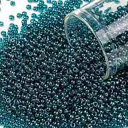 TOHO Round Seed Beads, Japanese Seed Beads, (108BD) Transparent Luster Teal, 11/0, 2.2mm, Hole: 0.8mm, about 5555pcs/50g(SEED-XTR11-0108BD)