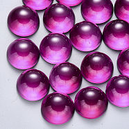 Transparent Spray Painted Glass Cabochons, Half Round/Dome, Medium Violet Red, 16x8mm(GLAA-S190-013B-E03)