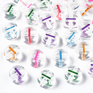 Transparent Clear Acrylic Beads, Horizontal Hole, Flat Round with Mixed Color Letter, Letter.I, 7x3.5mm, Hole: 1.2mm, about 3700pcs/500g(MACR-N008-56I)